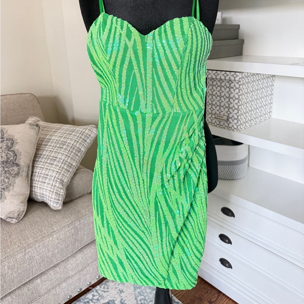 City Studio Green Zebra Print Dress
